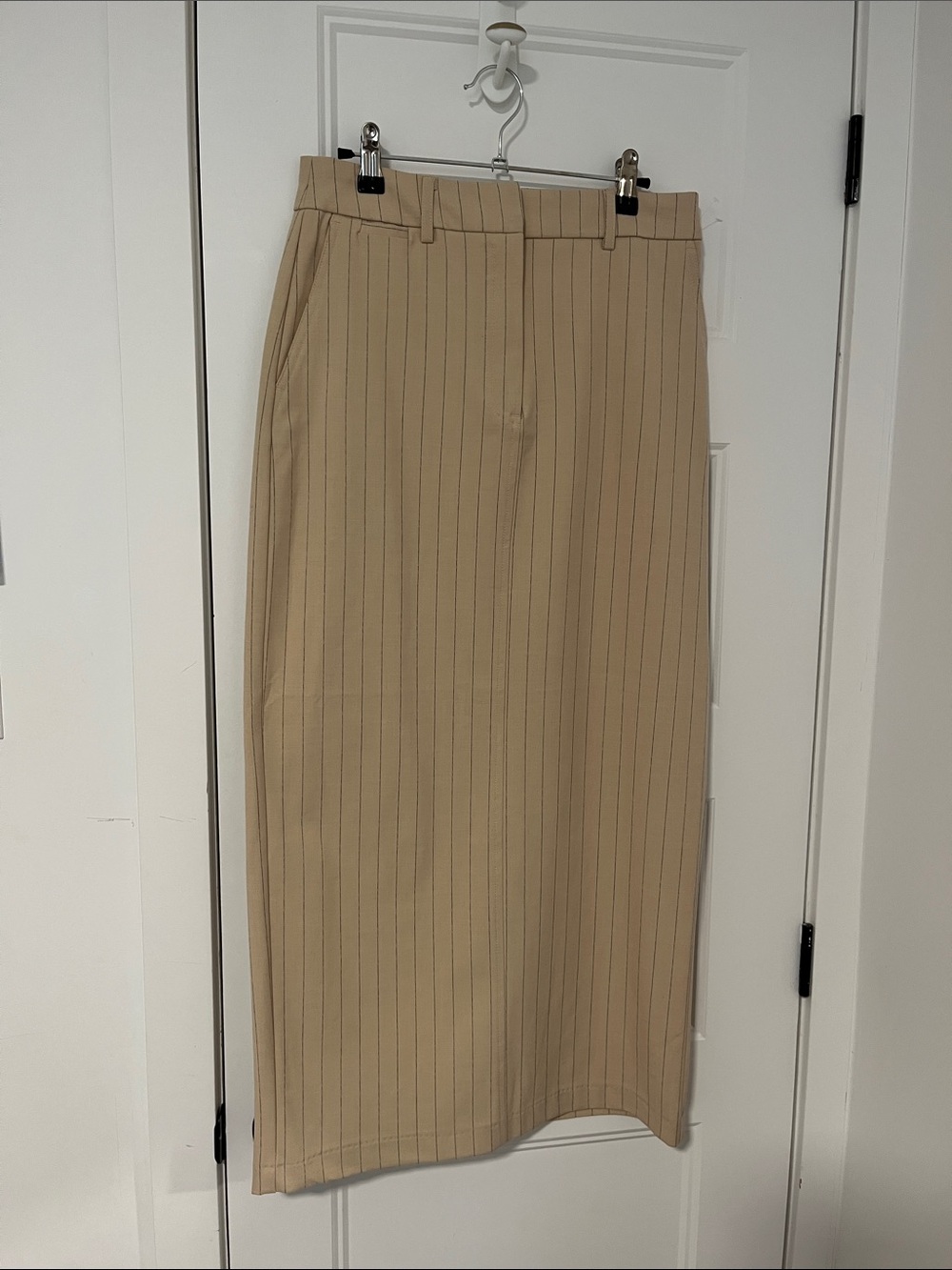 Maison d’Amélie Beige Pinstripe Pencil Skirt - Sleek Tailored skirt